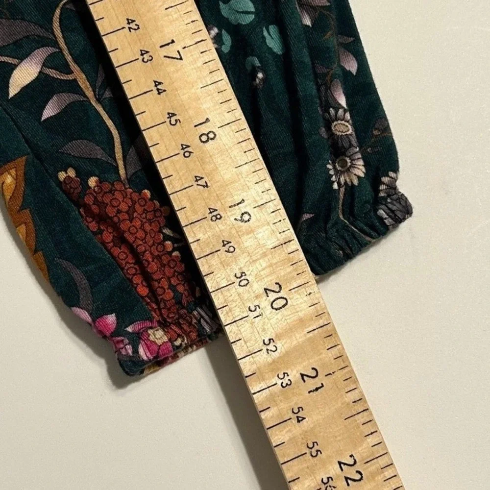 Johnny Was‎ Orizaba Puff Quarter Length Sleeve Green Floral Paisley Small